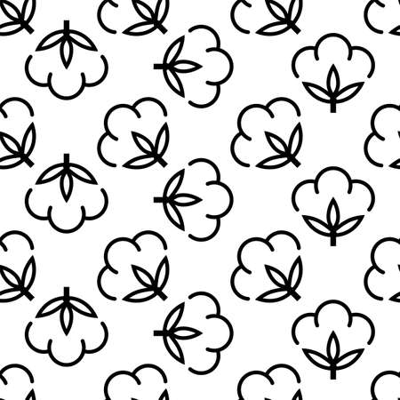 Cotton Flower Icon Seamless Pattern, Cotton Ball, Cotton Fiber Seamless Pattern Vector Art Illustrationのイラスト素材