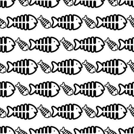 Fish Bone Icon Seamless Pattern Vector Art Illustrationのイラスト素材