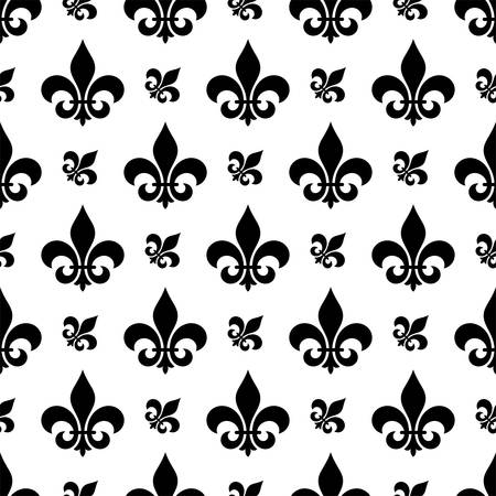 Fleur De Lis Seamless Pattern, Fleur-De-Lys Or Flower-De-Luce, The Decorative Stylized Lily Vector Art Illustrationのイラスト素材