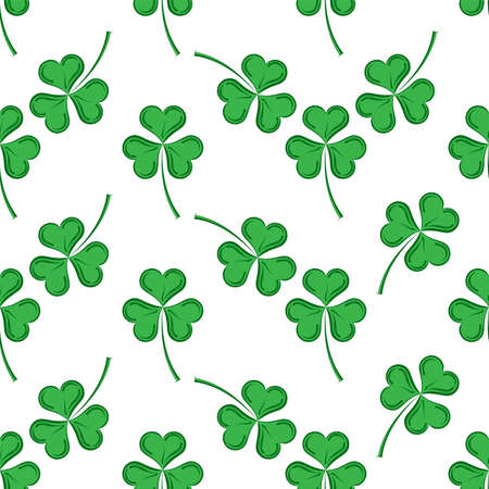 Shamrock Three Leaf Clover Seamless Pattern Vector Art Illustrationのイラスト素材