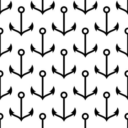 Anchor Icon Seamless Pattern, Flat Vector Art Illustrationのイラスト素材