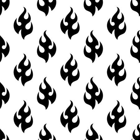 Flame Icon Seamless Pattern, Fire Flame Vector Art Illustrationのイラスト素材