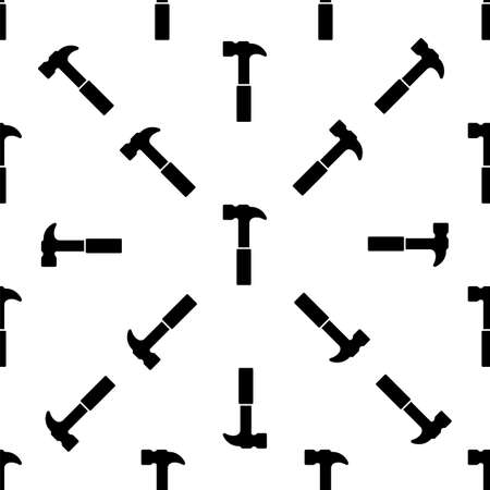 Hammer Icon Seamless Pattern, Tool Design Seamless Pattern Vector Art Illustrationのイラスト素材