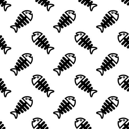Fish Bone Icon Seamless Pattern Vector Art Illustrationのイラスト素材