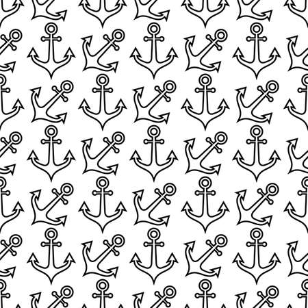 Anchor Icon Seamless Pattern, Flat Vector Art Illustrationのイラスト素材