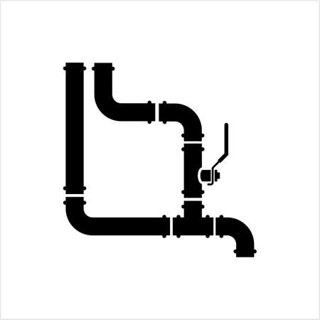 Pipe Icon, Pipe Fitting Icon Vector Art Illustrationのイラスト素材