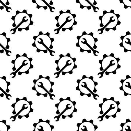 Setting Icon, Gear And Wrench Seamless Pattern, User Preference Setting Vector Art Illustrationのイラスト素材