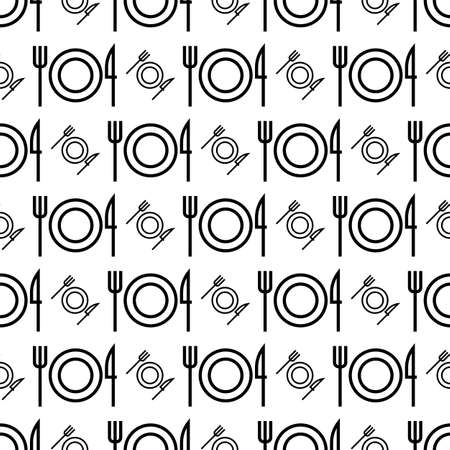 Fork Dish Knife Icon Seamless Pattern, Restaurant Menu Vector Art Illustrationのイラスト素材