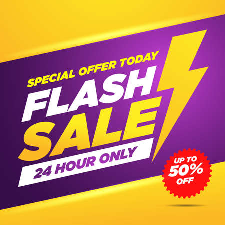 Flash Sale Modern Banner Text Yellow and purple Backgroundのイラスト素材