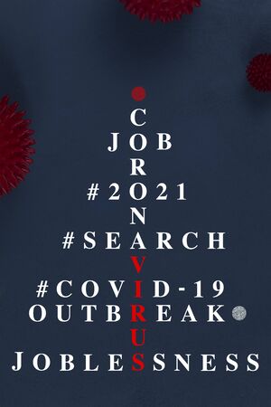 Concept - Unemployment and other social and economic problems after the pandemic of the coronavirus Covid-19. Crossword in the form of an alternative Christmas tree.の写真素材
