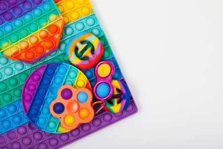 Fashionable colorful children's toys made of plastic, rubber and silicone.