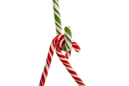 Candy cane on white background. Traditional Christmas edible decoration. new year concept.