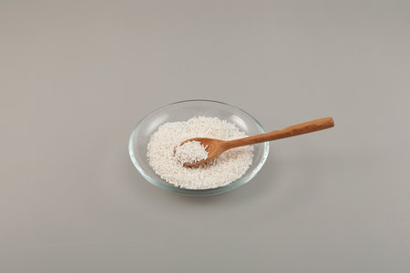 Potassium sorbate, potassium salt of sorbic acid. Food additive E202 is used to inhibit molds and yeasts in many foods (wine, yogurt, meats, apple cider, soft drinks, fruit drinks, baked goods).の写真素材
