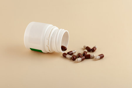 Pancreatin pills. Pancreatic enzymes, also known as pancreases or pancrelipase and pancreatin. They are used to treat malabsorption syndrome due to certain pancreatic problems.の写真素材