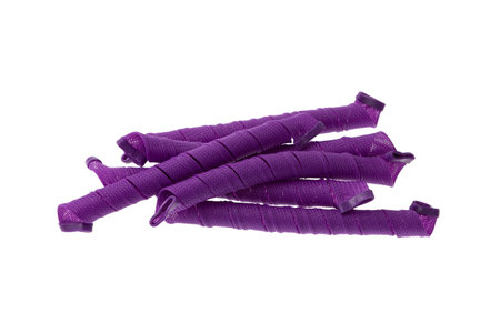 Soft Curler Spirals. Long Curlformers on white background. fashionable accessories. Provides fast curling. Easy to use at home.の写真素材