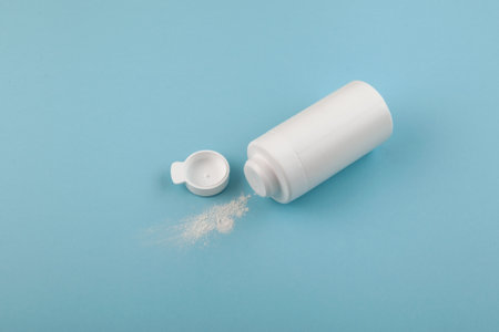 Antibacterial agent for external use. White powder for treatment of infection in healing wounds. Universal remedy for the treatment of wounds, abrasions, cuts, burns.の写真素材