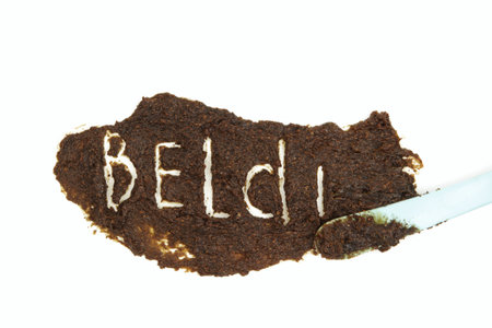 Inscription Beldi. Texture of Beldi or Moroccan black soap with black seed oil. Soap is high in Vitamin E.の写真素材