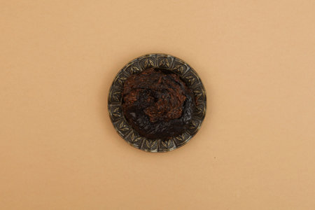 Beldi soap or Moroccan gel-like soap with black seed oil. In the hammams of Morocco, black soap is used for cleansing, moisturizing the skin, and exfoliating.の写真素材