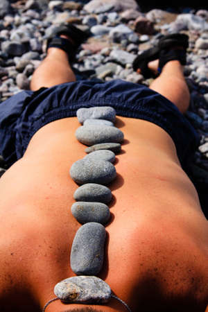 nature stone spa on the beach og Ladoga lake in Russian の写真素材