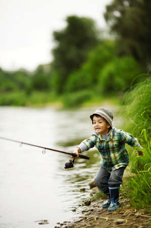 a little boy fishing