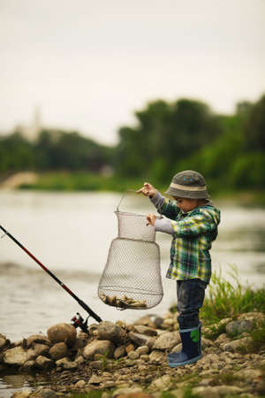 a little boy fishingの写真素材