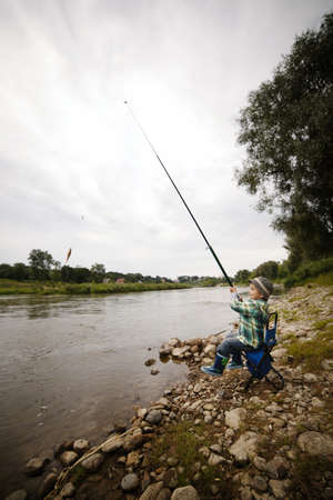 a little boy fishingの写真素材