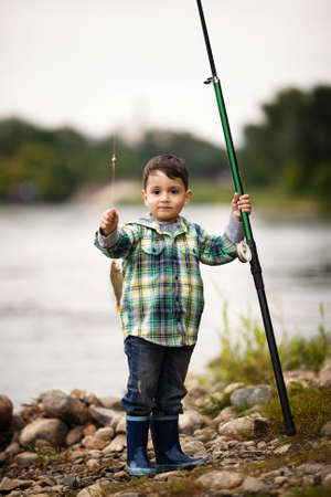a little boy fishingの写真素材