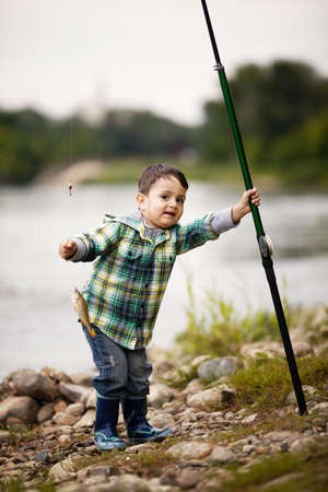 a little boy fishingの写真素材