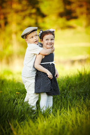 happy boy and girlの写真素材