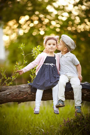 boy kissed girlの写真素材