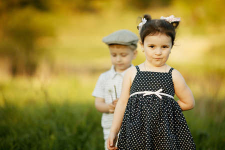 little funny girl and boyの写真素材