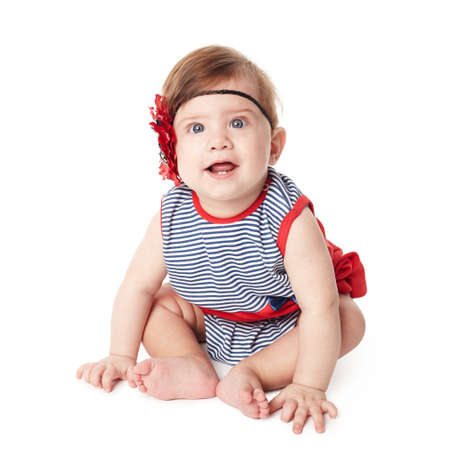 Beautiful expressive adorable happy cute smiling baby の写真素材