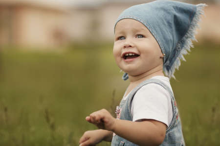 Portrait of happy liitle girlの写真素材