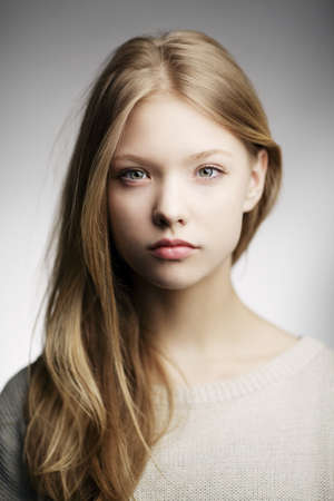 beautiful blond teen girl portraitの写真素材