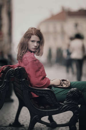 young beautiful girl urban portrait