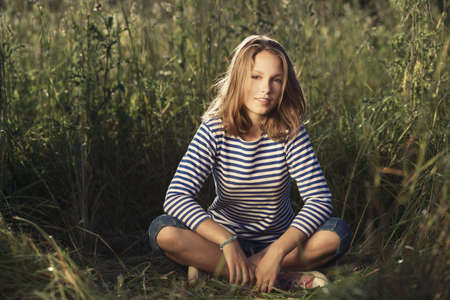 young beautiful girl bright portraitの写真素材