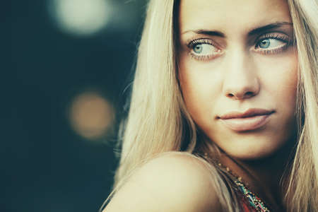 beautiful blond girl sensual portraitの写真素材