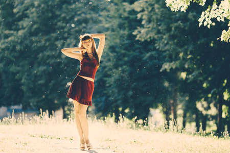 Beautiful young girl with long hair portraitの写真素材