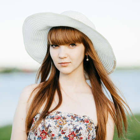 Beautiful young girl with long hair portrait