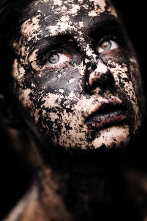 Portrait of beautiful woman - Dried skin conceptの写真素材