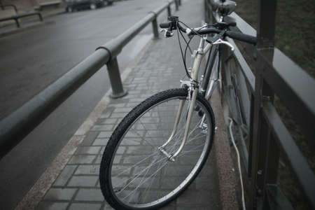 old vintage bike on the streetの写真素材
