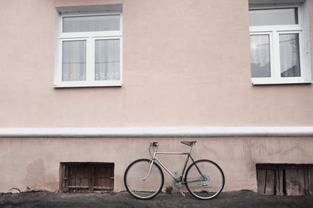 old vintage bike on the streetの写真素材