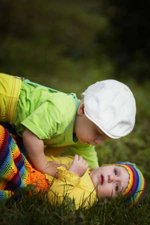 little boy is fighting with girl