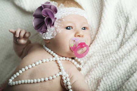 cute little ballerina baby portrait close-upの写真素材
