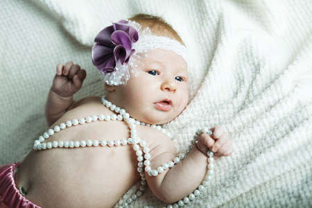 cute little ballerina baby portrait close-upの写真素材