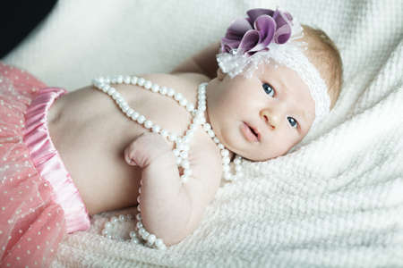 cute little ballerina baby portrait close-upの写真素材