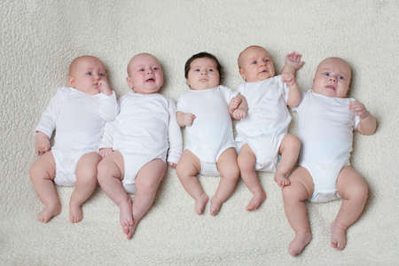 portrait of cute babies on light backgroundの写真素材