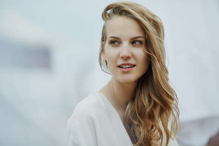 photo of beautiful sensual girl with long hairの写真素材