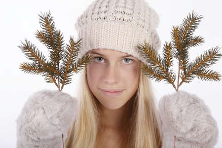 photo of beautiful girl in winter clothes