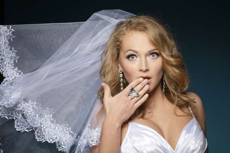 Portrait of attractive young bride. Studio photoの写真素材